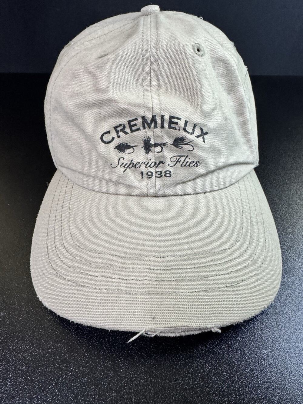 Vintage Crémieux 1938 Superior Flies Fishing Hat Cap 100% Cotton Leather Strap